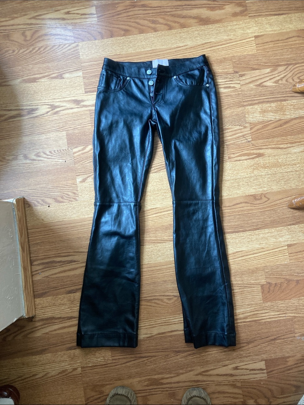 REVICE Black Faux Leather Boot Cut Pants